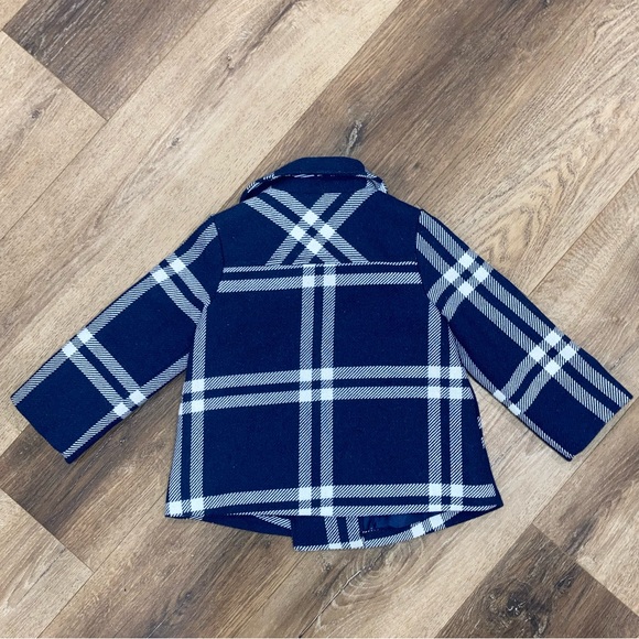 Gap Plaid Pea Coat Jacket Wool Warm Winter 3T - Picture 7 of 9
